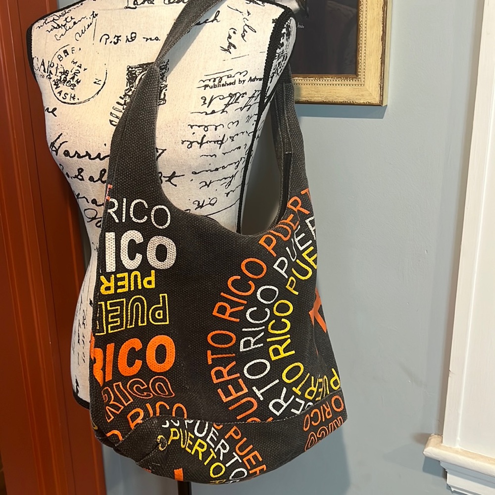 Puerto Rico Burlap-Style Shoulder Bag